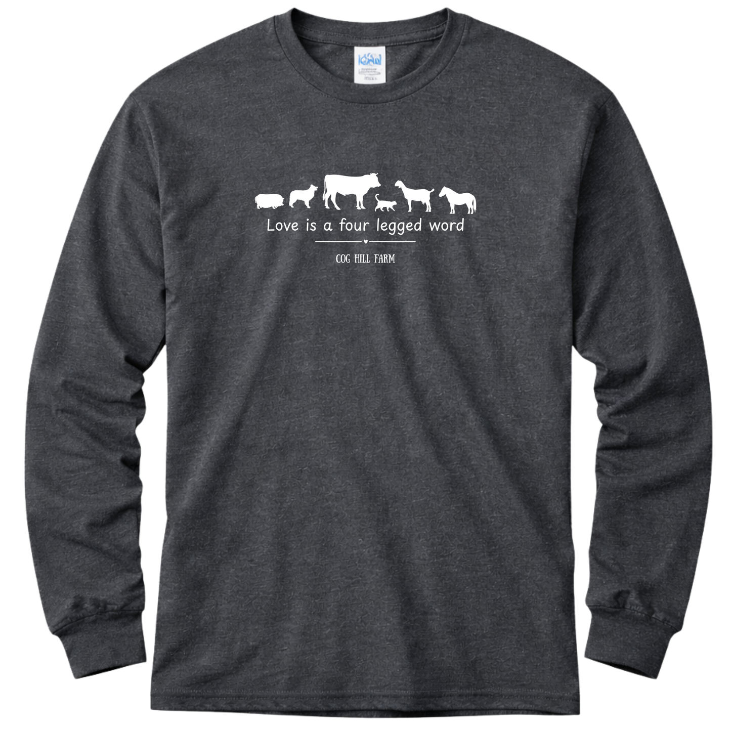 Love is a Four Legged Word | Dark Heather Gray Long Sleeve T-Shirt