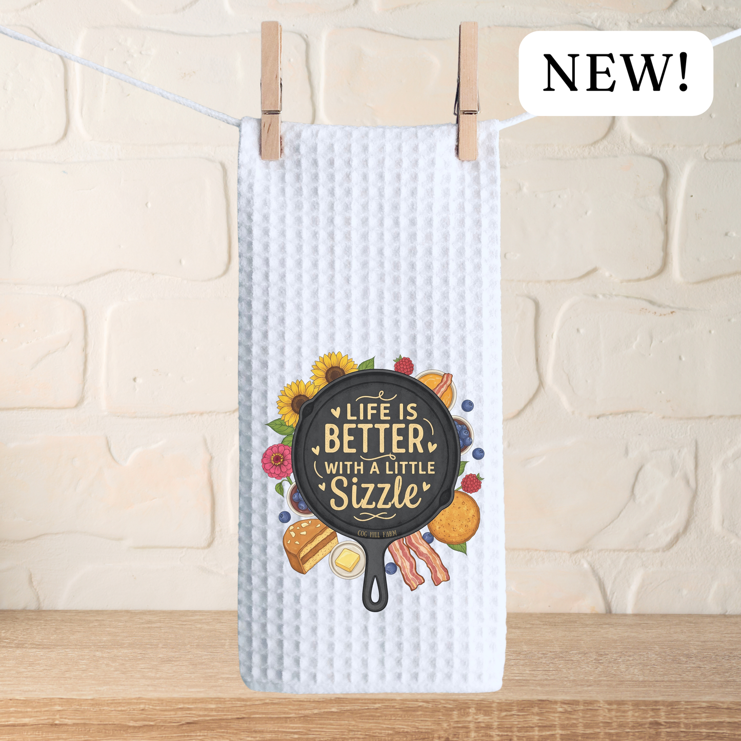 Life Is Better - Cast Iron - Waffle Kitchen Towel