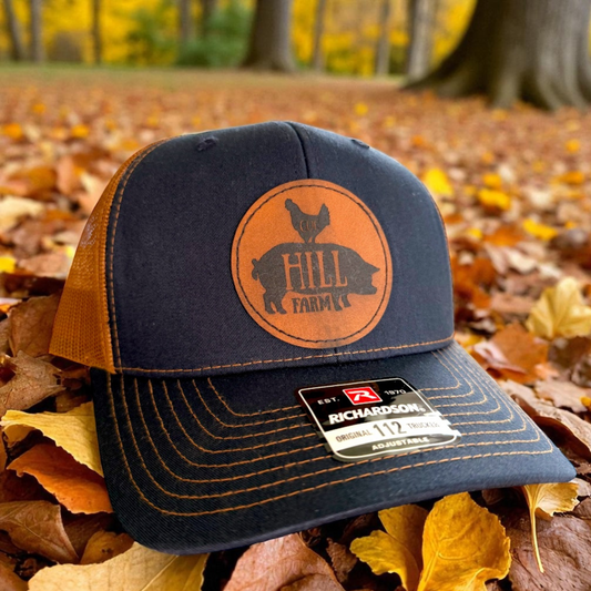Navy & Caramel Cog Hill Farm Patch Hat