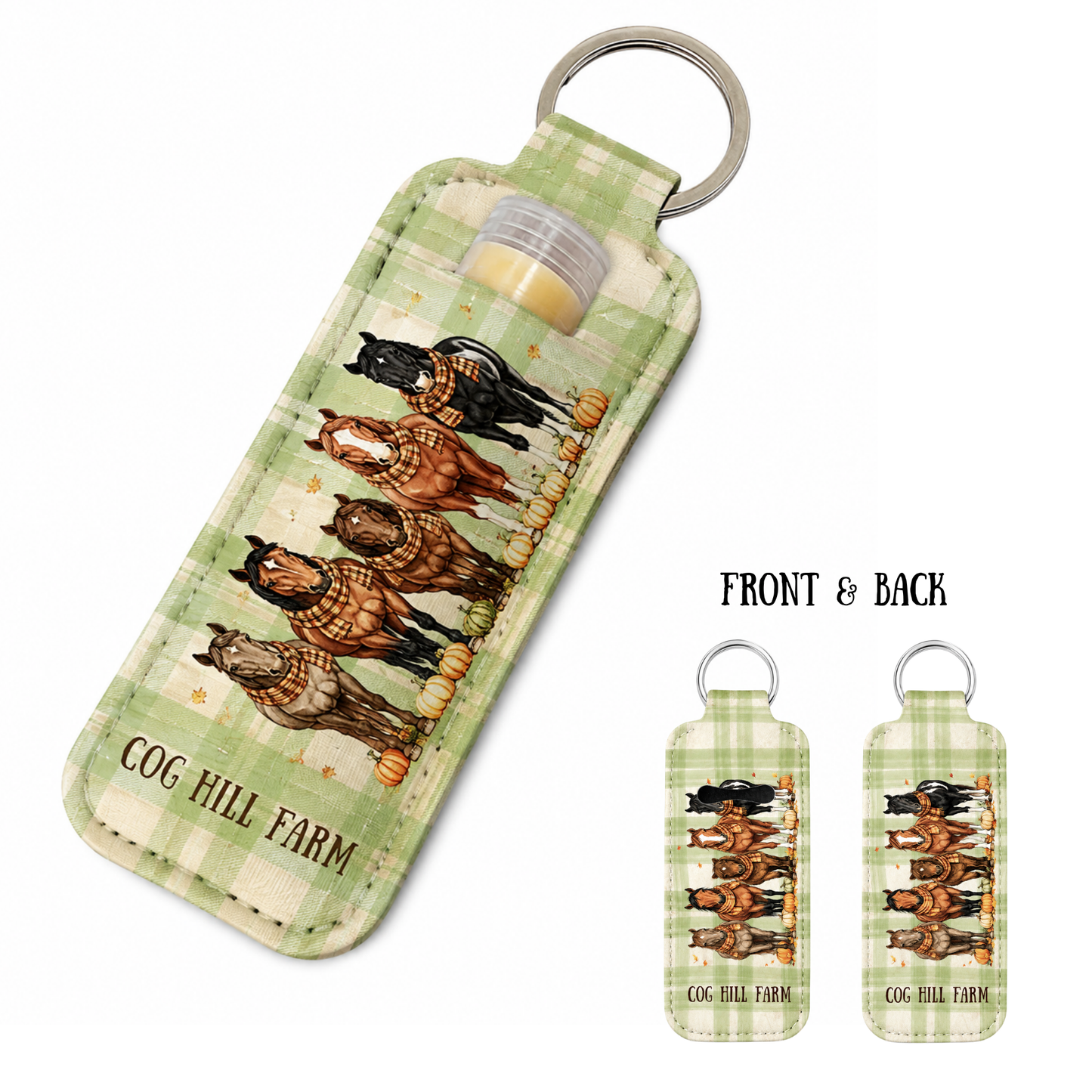 Pumpkin Patch Ponies Lip balm Holder Keychain
