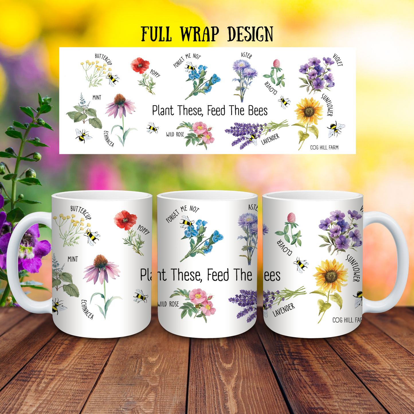 Feed The Bees Porcelain Mug - 15oz