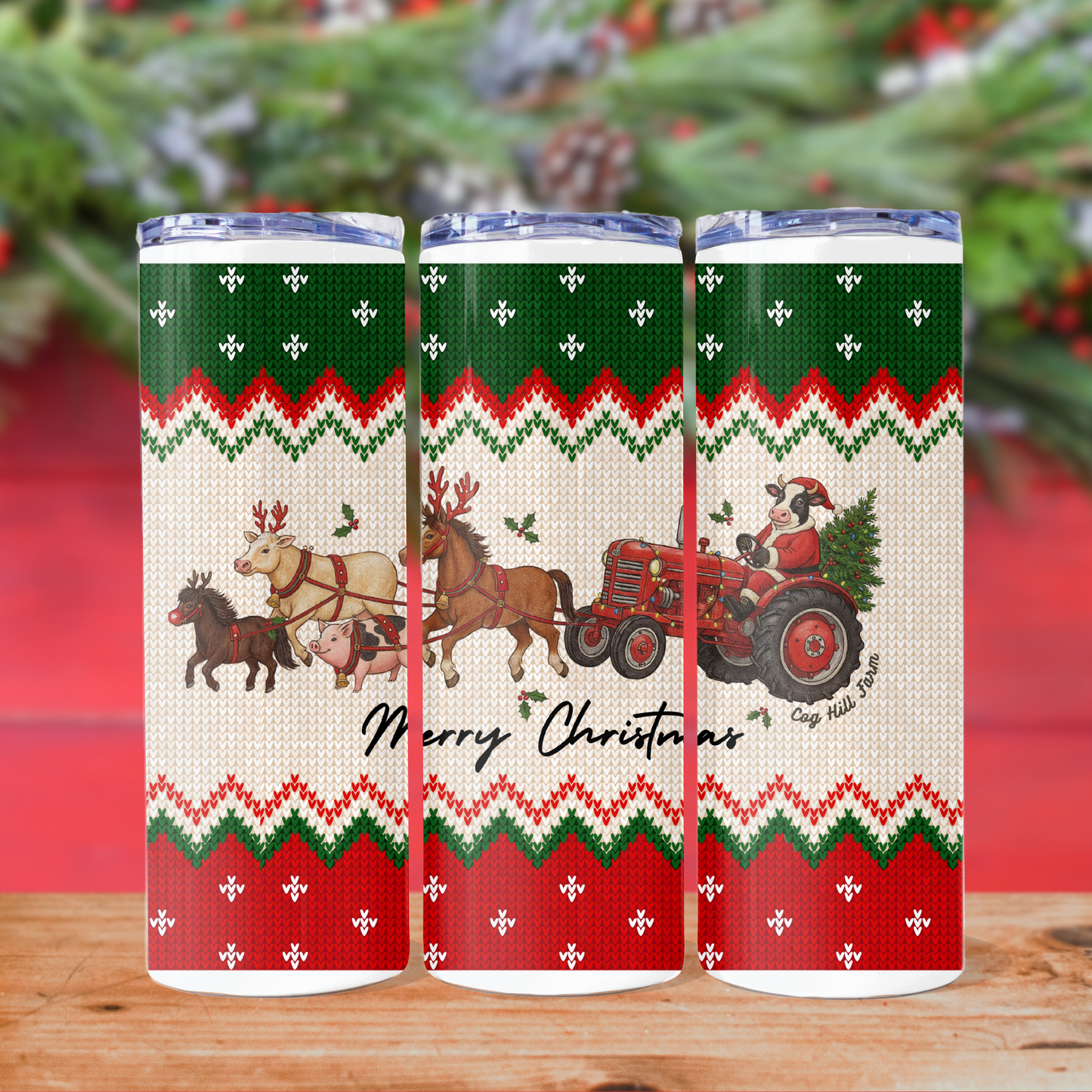 Mooey Christmas Express - 20 oz. Skinny Insulated Metal Tumbler with Lid and Straw