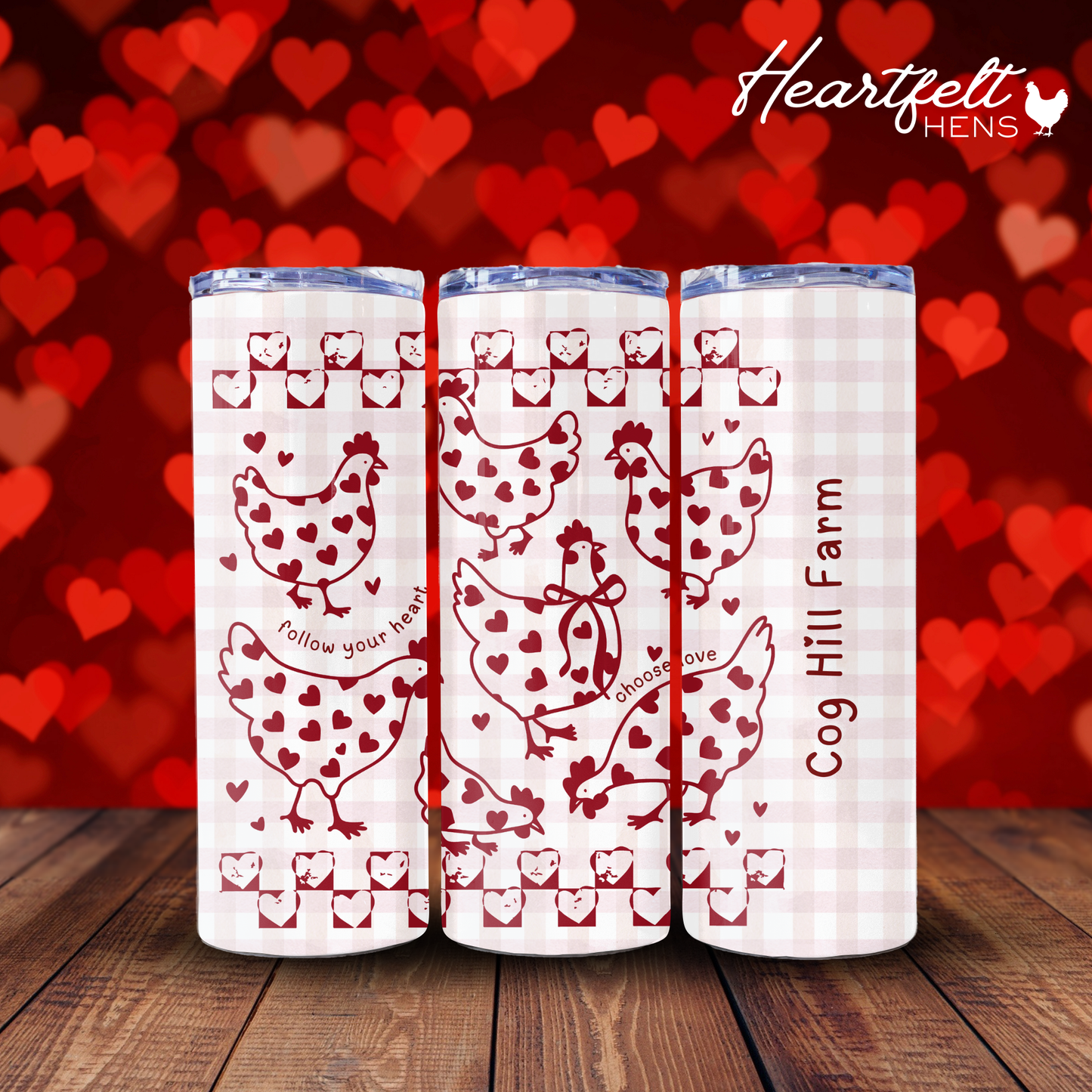 Heartfelt Hens - 20 oz. Insulated Metal Tumbler with Lid and Straw