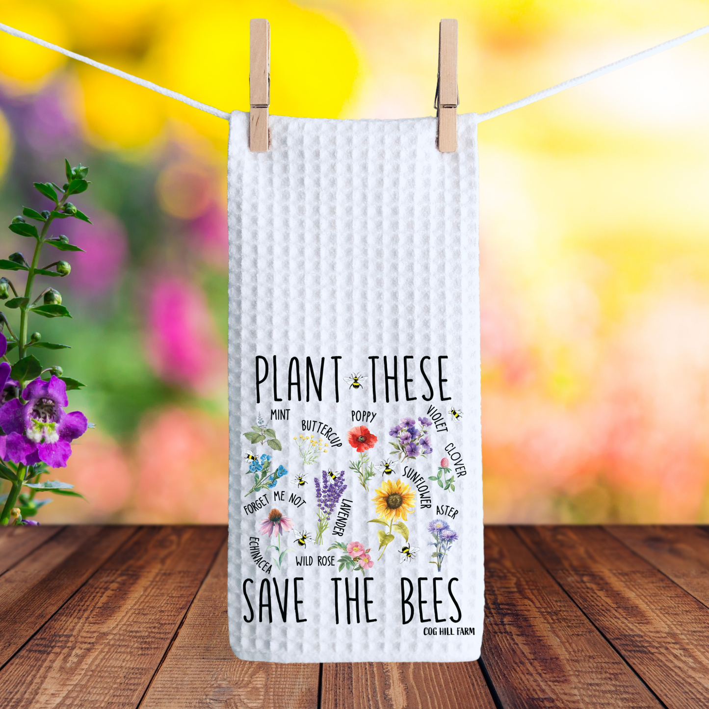 Plant These Save The Bees | Waffle Towel
