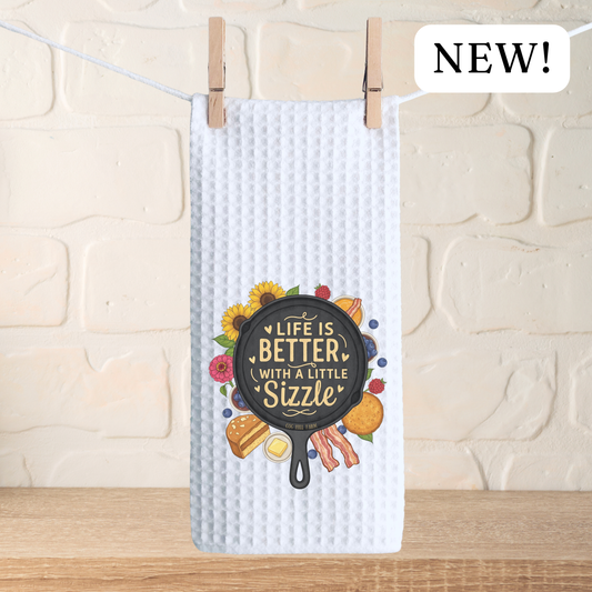 Life Is Better - Cast Iron - Waffle Kitchen Towel