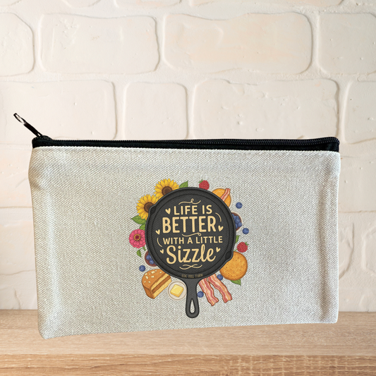 Life is Better - Cast Iron Canvas Zippered Pouch/Bag
