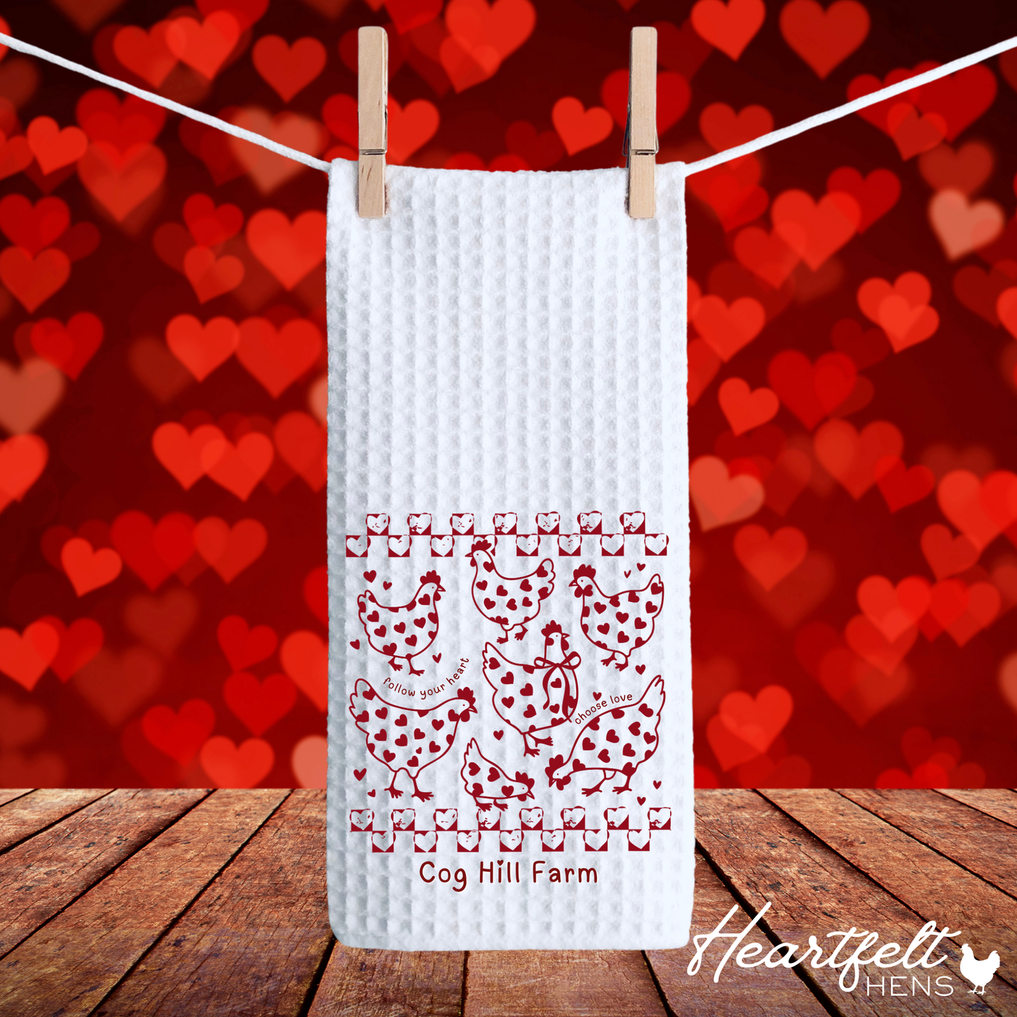 Heartfelt Hens | Waffle Towel