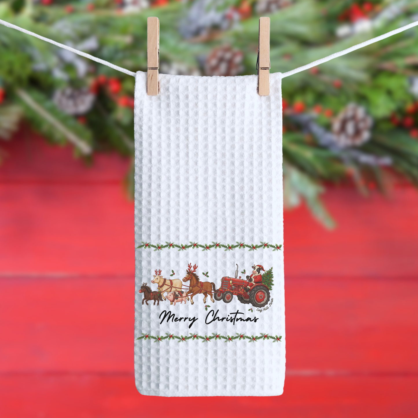 Mooey Christmas Express | Waffle Kitchen Towel