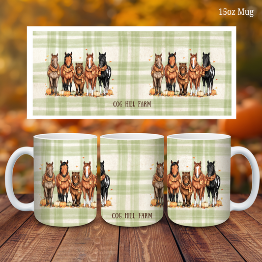 Pumpkin Patch Ponies - Porcelain Mug - 15oz