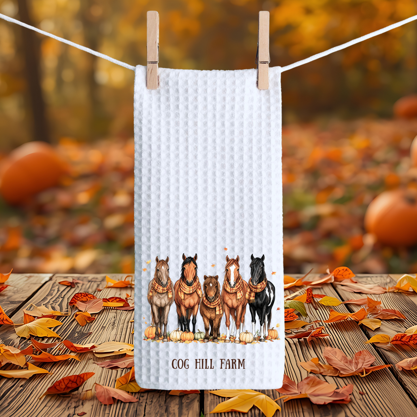 Pumpkin Patch Ponies | Waffle Hand Towel