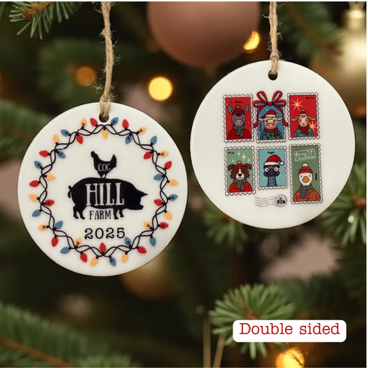 Merry Mail Ceramic Christmas Ornament 2025 (Double Sided)