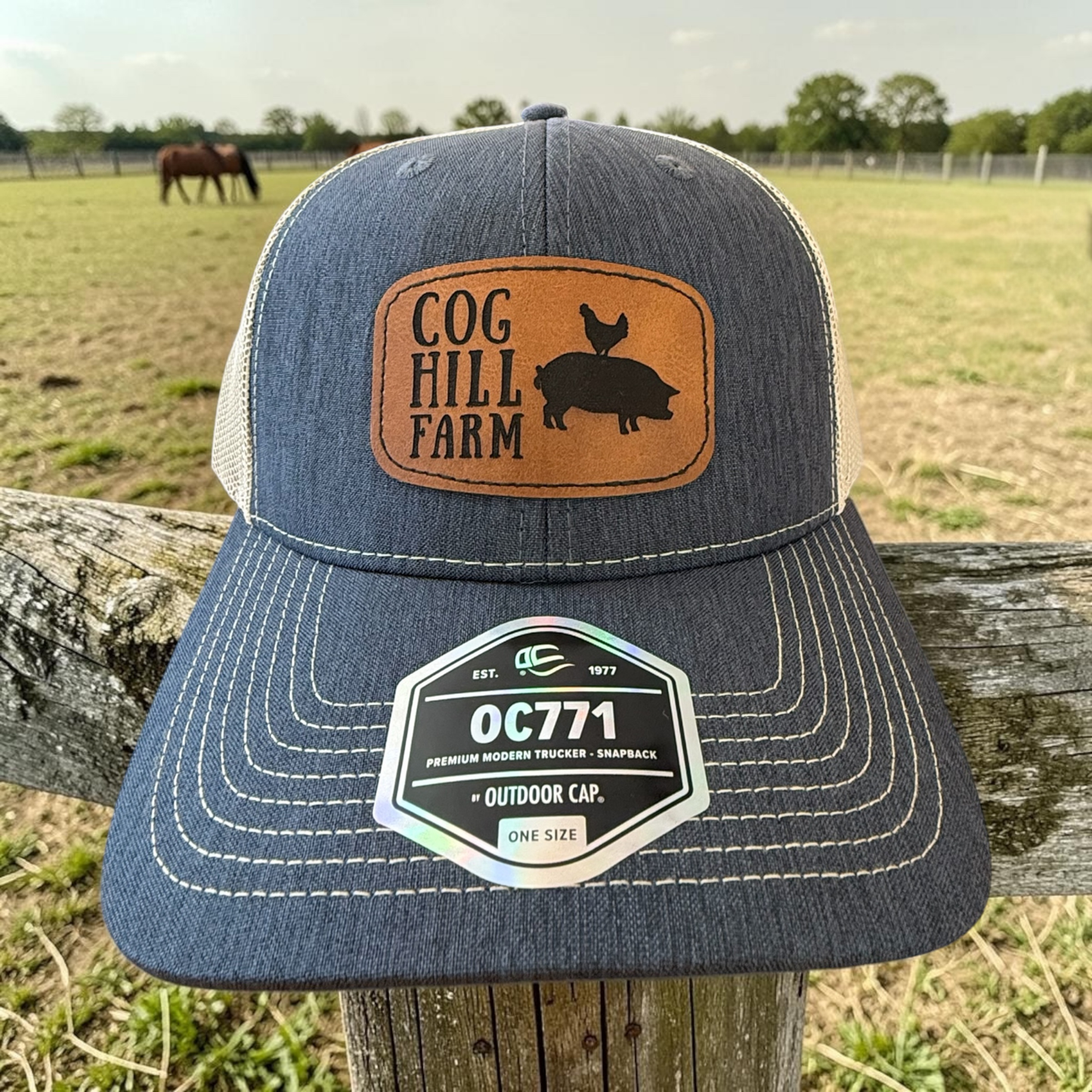 New Style! Denim Cog Hill Farm Patch Hat