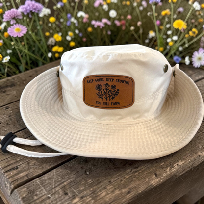 Keep Going, Keep Growing Khaki Cotton Sunhat