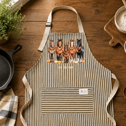 Pumpkin Patch Ponies | Linen Striped Apron