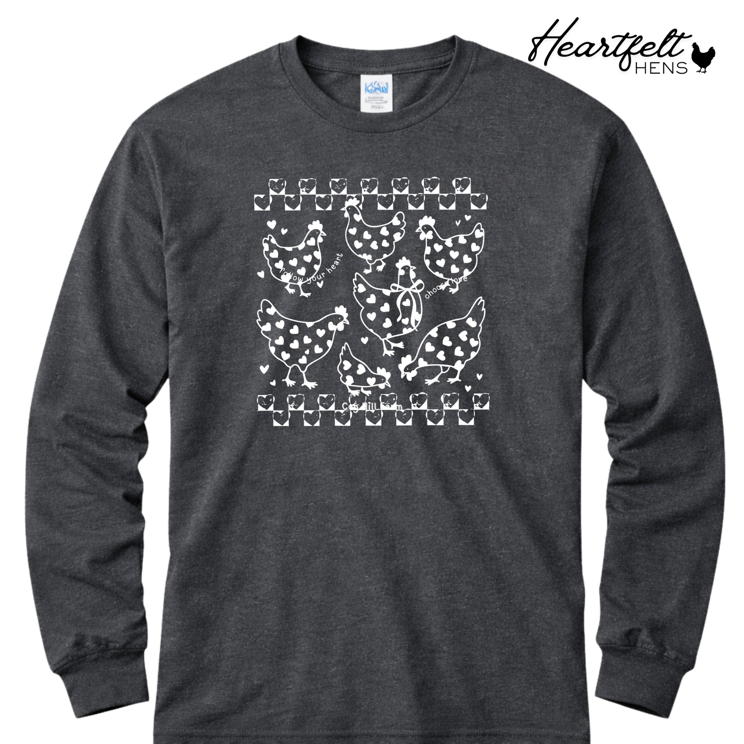 Heartfelt Hens | Dark Heather Gray Long Sleeve T-Shirt