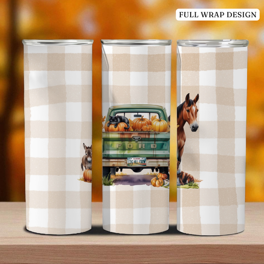Hometown Harvest - 20 oz. Skinny Insulated Metal Tumbler with Lid and Straw