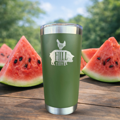 Cog Hill Farm Logo Olive Green Engraved 20 oz. Metal Tumbler