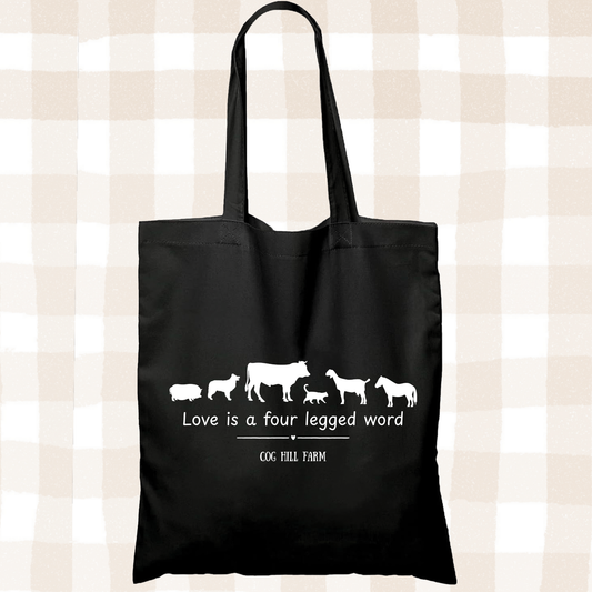 Love Is - Black Cotton Tote Bag