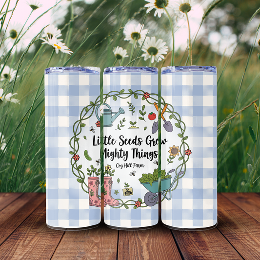 Little Seeds Gingham - 20 oz. Skinny Insulated Metal Tumbler with Lid and Straw