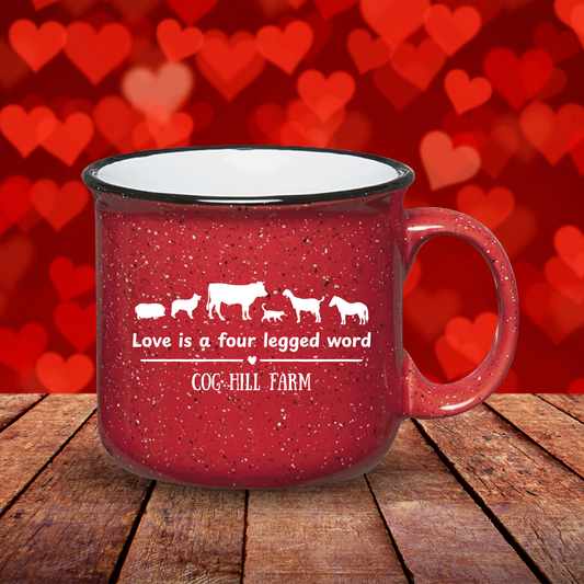 Love is a 4 Legged Word Red Campfire- 15oz Porcelain Mug