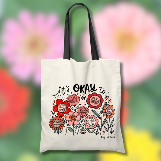 Flourish Freely Cotton Tote Bag (choose your color)