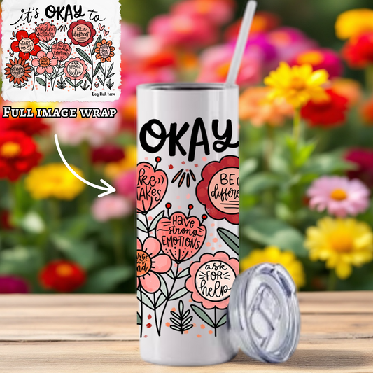 Flourish Freely - 20 oz. Skinny Insulated Metal Tumbler with Lid and Straw