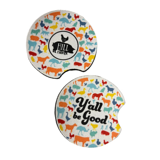 Y'all Be Good Car Coasters (Set of 2)