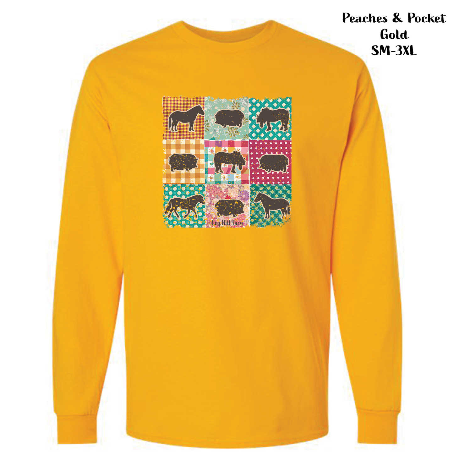 Peaches & Pocket Long sleeve T-Shirt (Gold)