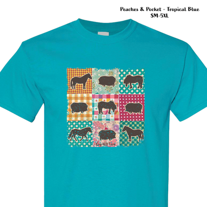 Peaches & Pocket T-Shirt (Tropical Blue)