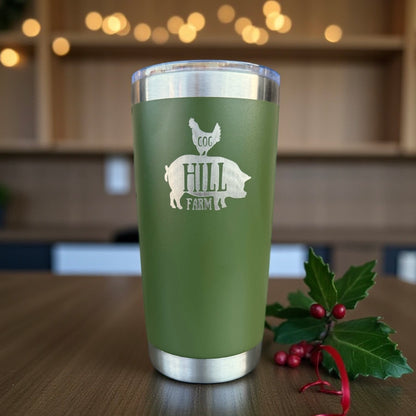 Cog Hill Farm Logo Olive Green Engraved 20 oz. Metal Tumbler