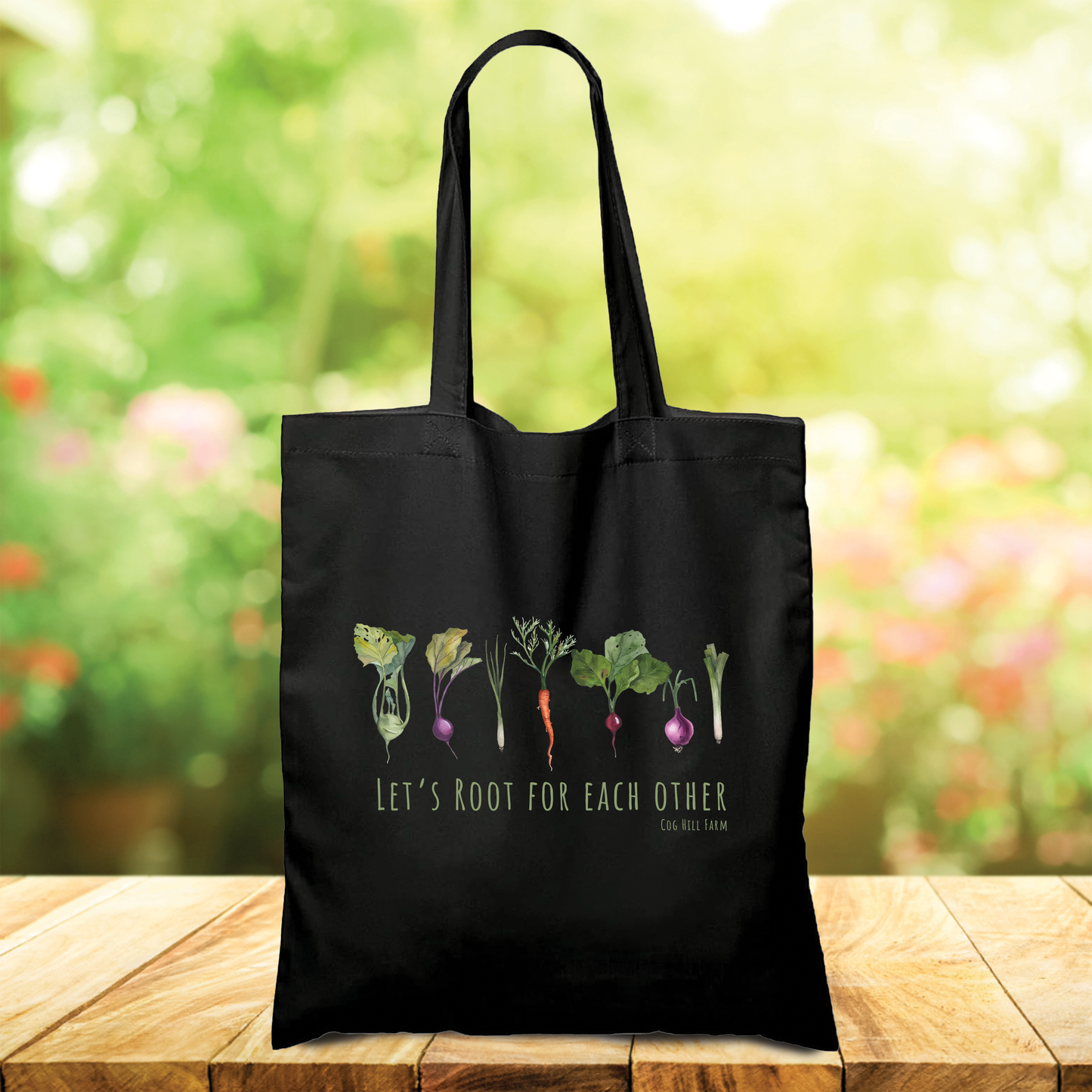 Let's Root For Each Other Black Cotton Tote Bag