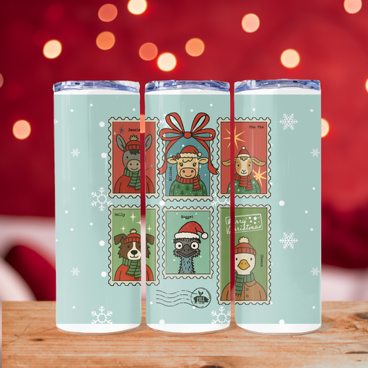 Merry Mail - 20 oz. Skinny Insulated Metal Tumbler with Lid and Straw
