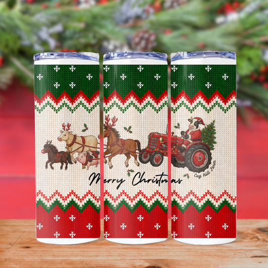 Mooey Christmas Express - 20 oz. Skinny Insulated Metal Tumbler with Lid and Straw