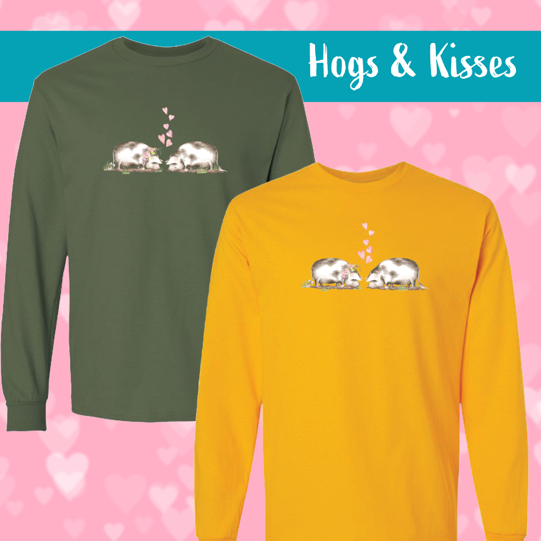 Hogs & Kisses Long sleeve T-Shirt (Choose Your Color)