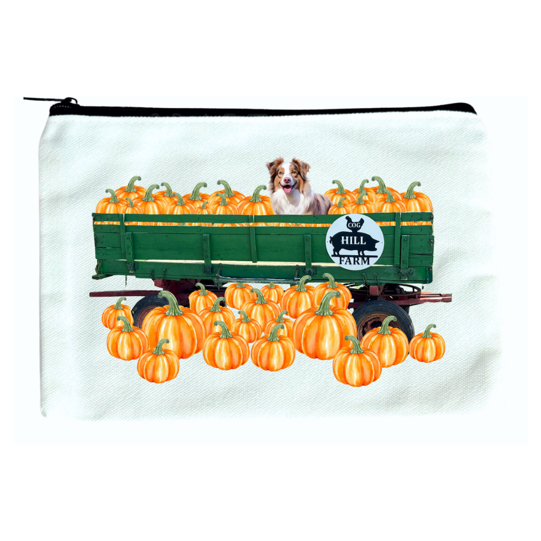 Holly's Pumpkin Patch Canvas Zippered Pouch/Bag