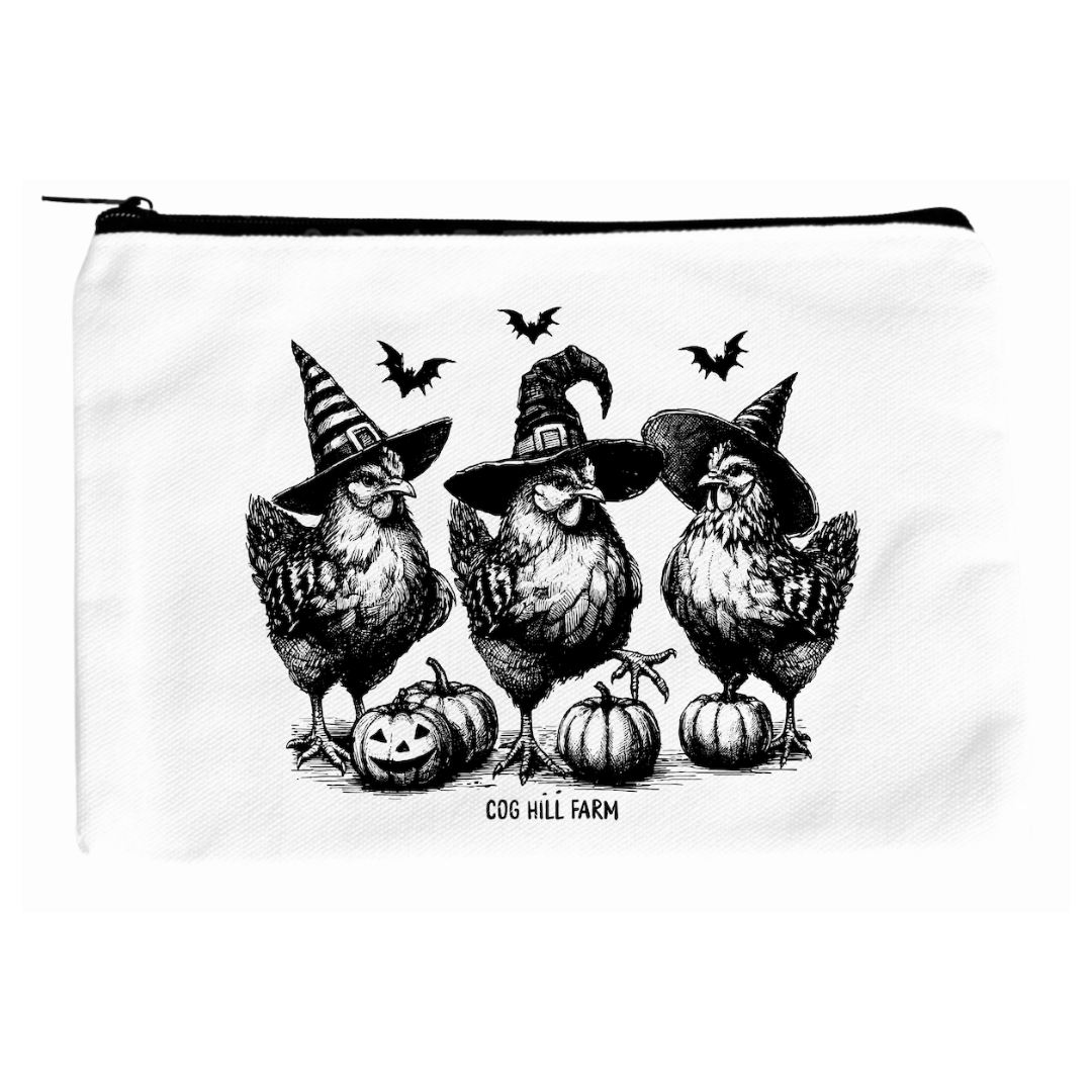 Cluck or Treat! Canvas Zippered Pouch/Bag