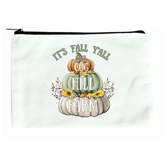 It's Fall Y'all Canvas Zippered Pouch/Bag