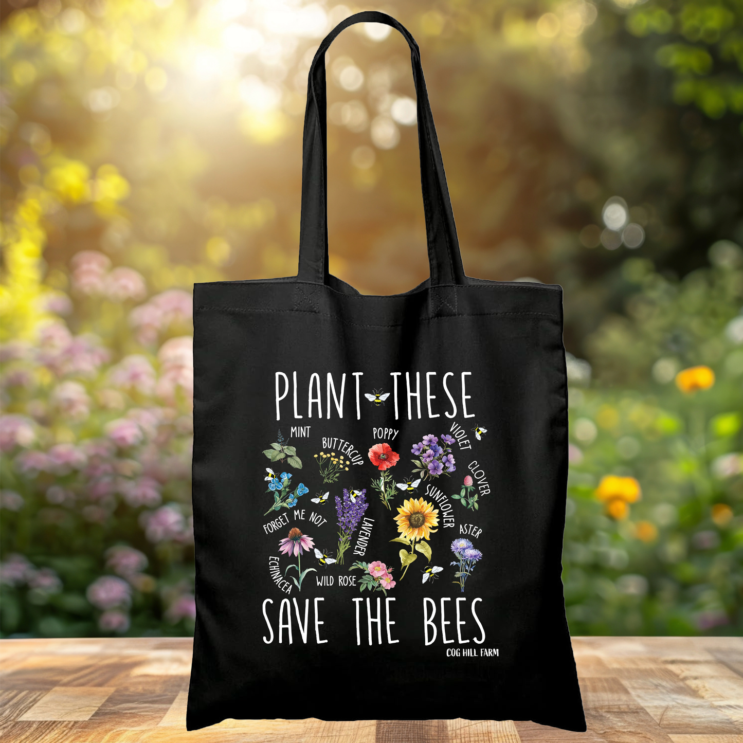 Feed The Bees Cotton Tote Bag (choose your color)