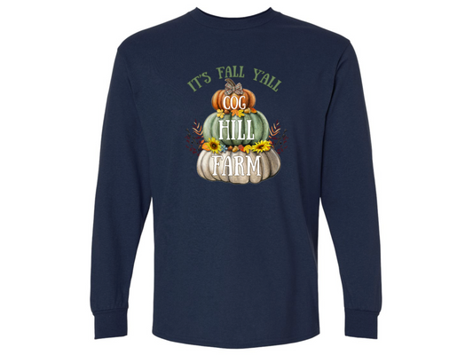 It's Fall Y'all Long sleeve T-Shirt (Navy)