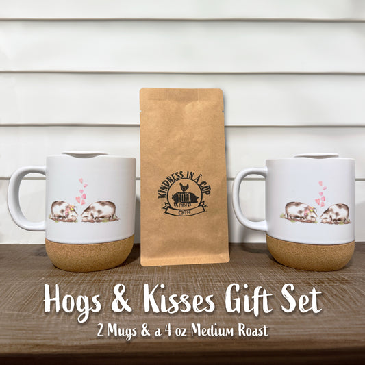 Hogs & Kisses Coffee Set - Two Ceramic Mugs